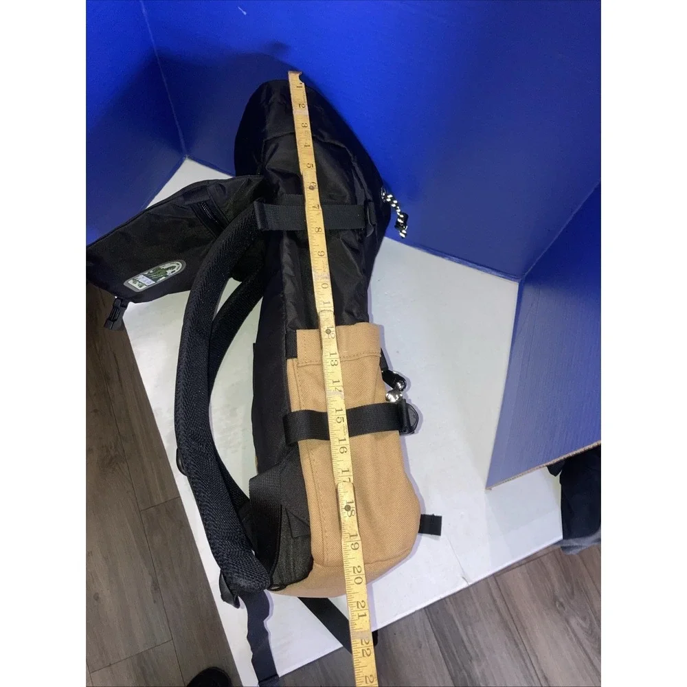 Topo Designs‎ Hiking Backpack Black Brown Canvas Padded Straps External Pockets